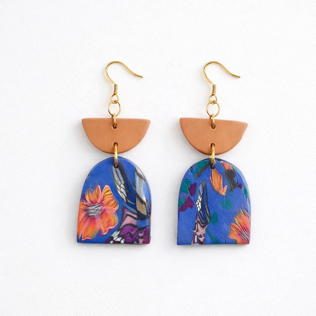 Colorful Polymer Clay Earrings | 18K Gold Plated Stainless Steel Hooks | Lightweight Statement Earrings | Handmade Boho Dangle | Gift for He
