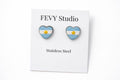 Argentina Flag Heart Earrings, Handmade Polymer Clay Studs, Stainless Steel Posts, Cute Minimalist Jewelry, Gift for Her, Patriotic Jewelry