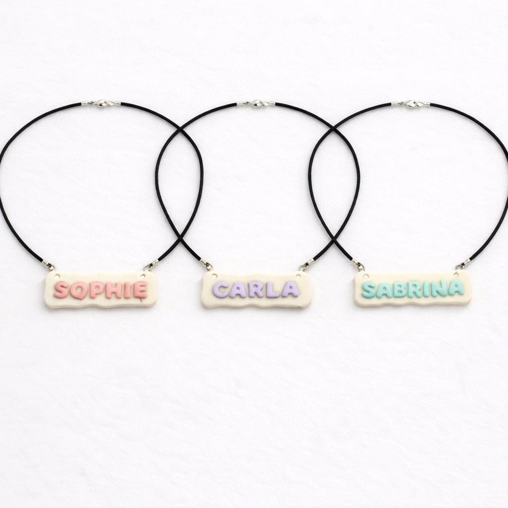 Personalized Name Necklace, Custom Clay Name Necklace, Handmade Polymer Clay Jewelry, Cute Pastel Name Necklace, Gift for Her, Unique