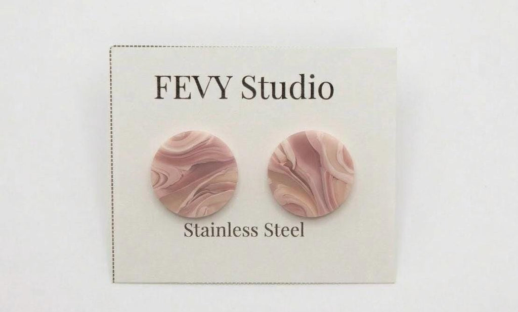 Blush Pink Stud Earrings, Polymer Clay Earrings, Neutral Minimalist Earrings, Nude Earrings, Lightweight Studs, Gift for Her, Everyday Jewel