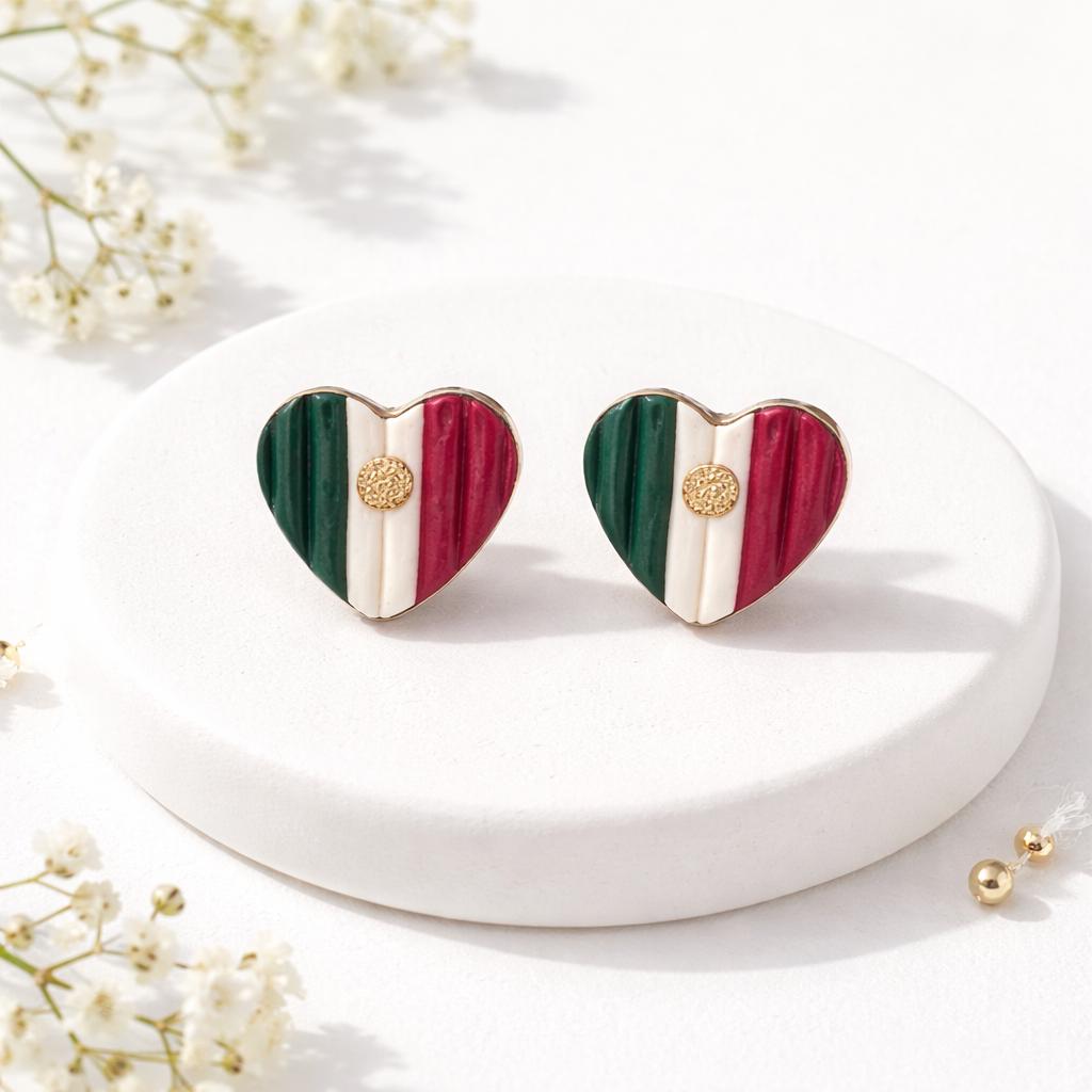 3 Pack Soccer Earrings Set, Mexico Heart Earrings, Soccer Ball Earrings, Handmade Polymer Clay Earrings, Lightweight Gift for Her