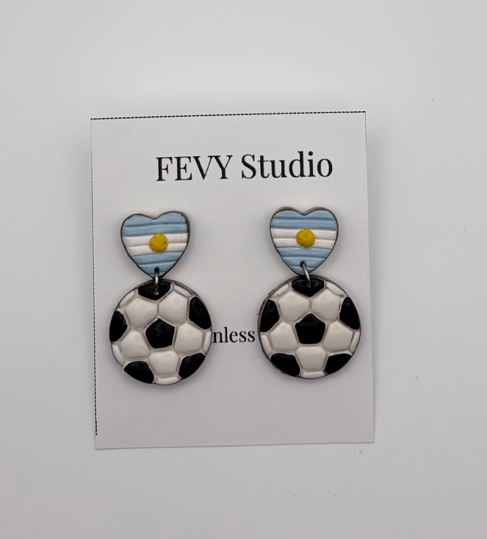 Argentina Earrings Set, 3 Pair Soccer Earrings Bundle, Game Day Earrings, Argentina Fan Jewelry, Football Earrings Set, Futbol Accessories