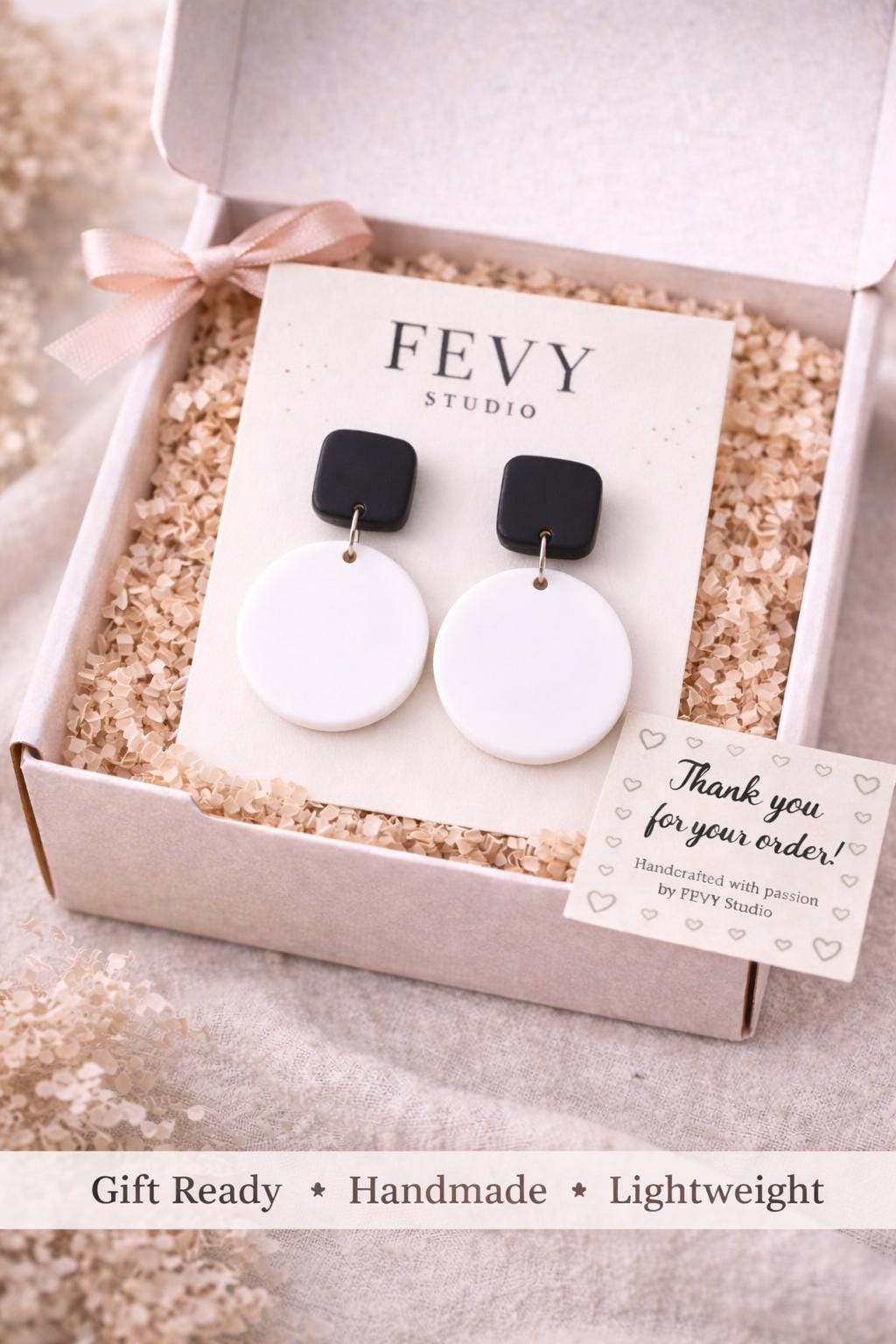 Black White Statement Earrings, Modern Dangle Earrings, Geometric Earrings, Boho Chic Earrings, Lightweight Polymer Clay Earrings, Minimalis