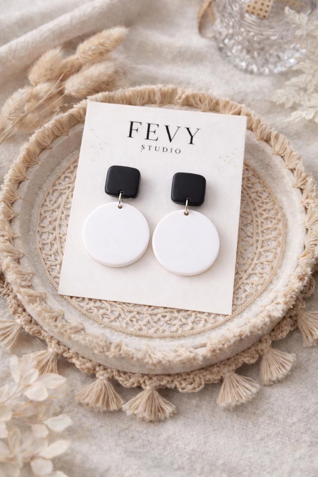 Black White Statement Earrings, Modern Dangle Earrings, Geometric Earrings, Boho Chic Earrings, Lightweight Polymer Clay Earrings, Minimalis