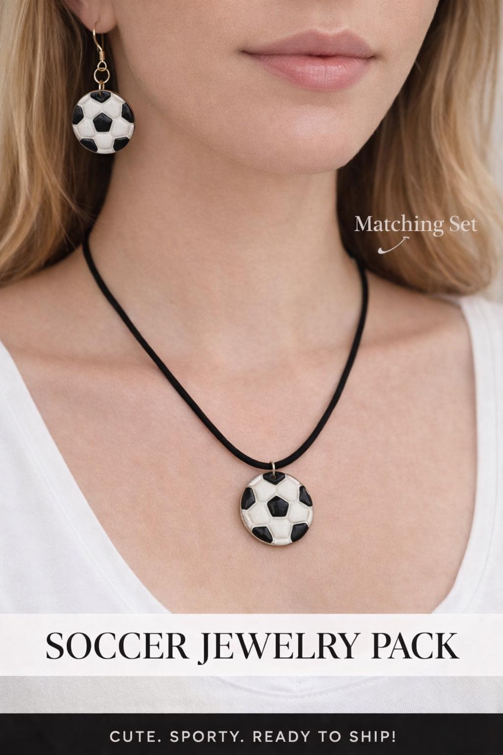 Soccer Jewelry Set Earrings Necklace, Soccer Ball Earrings, Matching Soccer Necklace, Soccer Mom Gift, Game Day Jewelry, Soccer Fan Gift