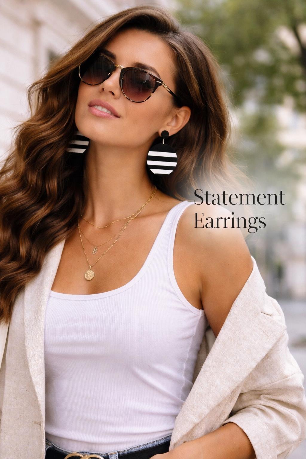 Black and White Statement Earrings, Striped Polymer Clay Earrings, Minimalist Dangle Earrings, Modern Lightweight Jewelry, Handmade Gift for