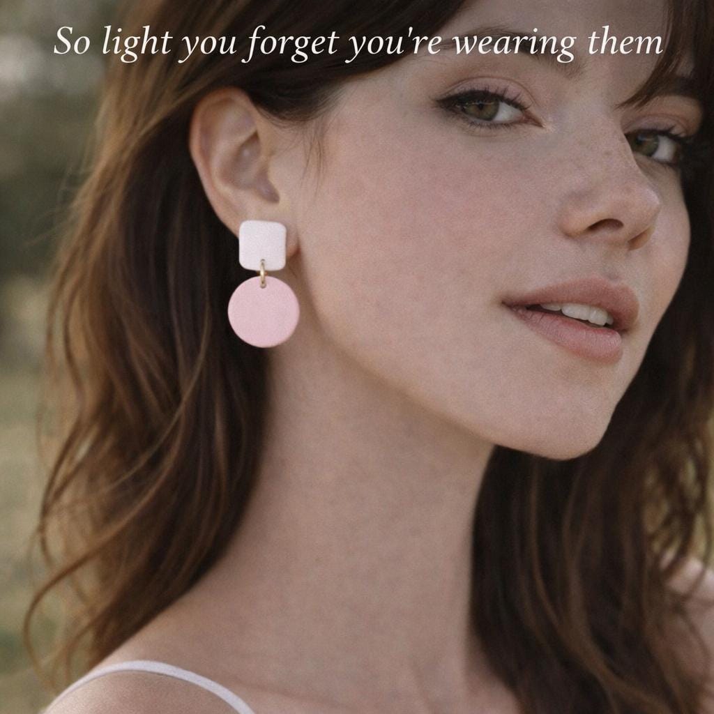Handmade Polymer Clay Dangle Earrings, Minimalist Pastel Drop Style, Lightweight Boho Jewelry