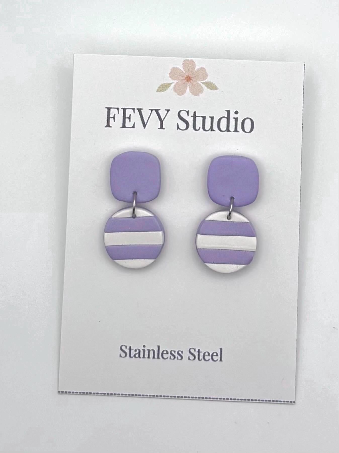 Lilac Statement Earrings, Pastel Clay Earrings, Cute Dangle Earrings, Aesthetic Jewelry, Lightweight Handmade Gift for Her