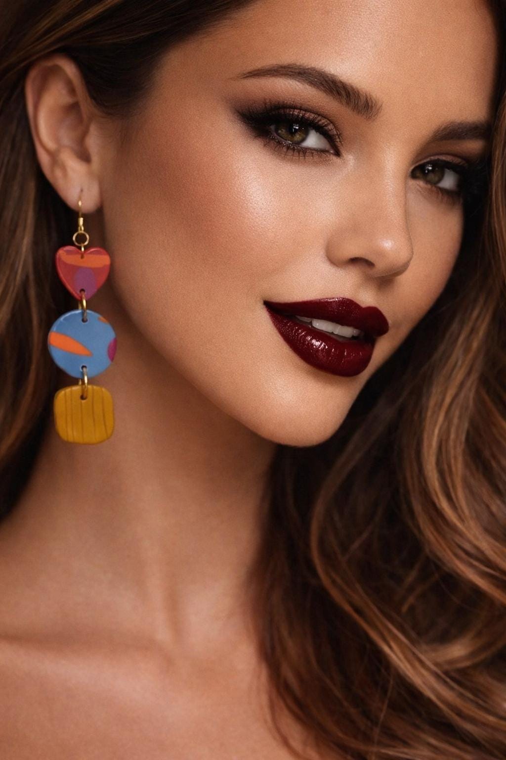 Colorful Boho Statement Earrings | Handmade Polymer Clay Dangle Hooks
