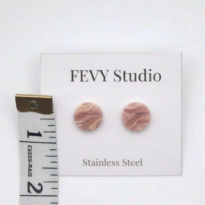 Blush Pink Stud Earrings, Polymer Clay Earrings, Neutral Minimalist Earrings, Nude Earrings, Lightweight Studs, Gift for Her, Everyday Jewel