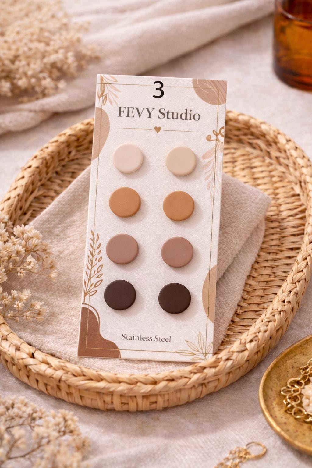 Polymer Clay Stud Earrings Set, Minimalist Pastel Colors, Lightweight Stainless Steel Posts