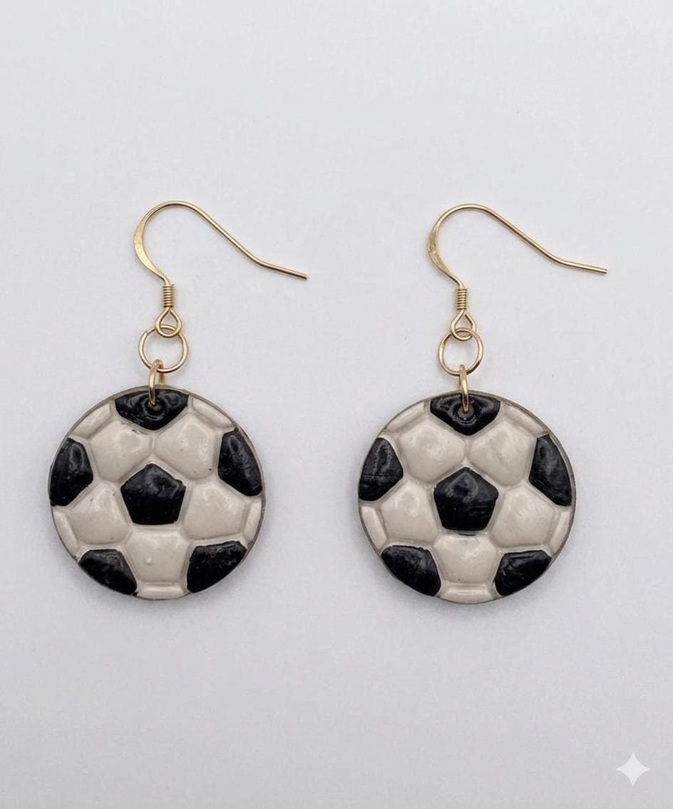 3 Pack Soccer Earrings Set, Mexico Heart Earrings, Soccer Ball Earrings, Handmade Polymer Clay Earrings, Lightweight Gift for Her