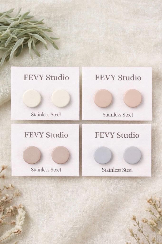 Minimalist Stud Earrings Set of 4 | Gift for Mom | Stainless Steel Posts | Handmade Polymer Clay Earrings | Mother’s Day Gift Set