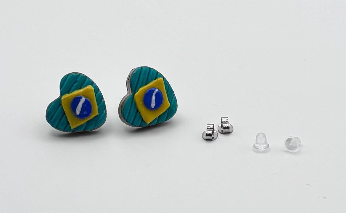 Brazil Earrings Set, Soccer Earrings Pack, Game Day Jewelry, Brazil Flag Earrings, Football Fan Earrings, Game Day Jewelry, 3 Pack Earrings