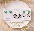 Brazil Earrings Set, Soccer Earrings Pack, Game Day Jewelry, Brazil Flag Earrings, Football Fan Earrings, Game Day Jewelry, 3 Pack Earrings