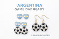 Argentina Earrings Set, 3 Pair Soccer Earrings Bundle, Game Day Earrings, Argentina Fan Jewelry, Football Earrings Set, Futbol Accessories