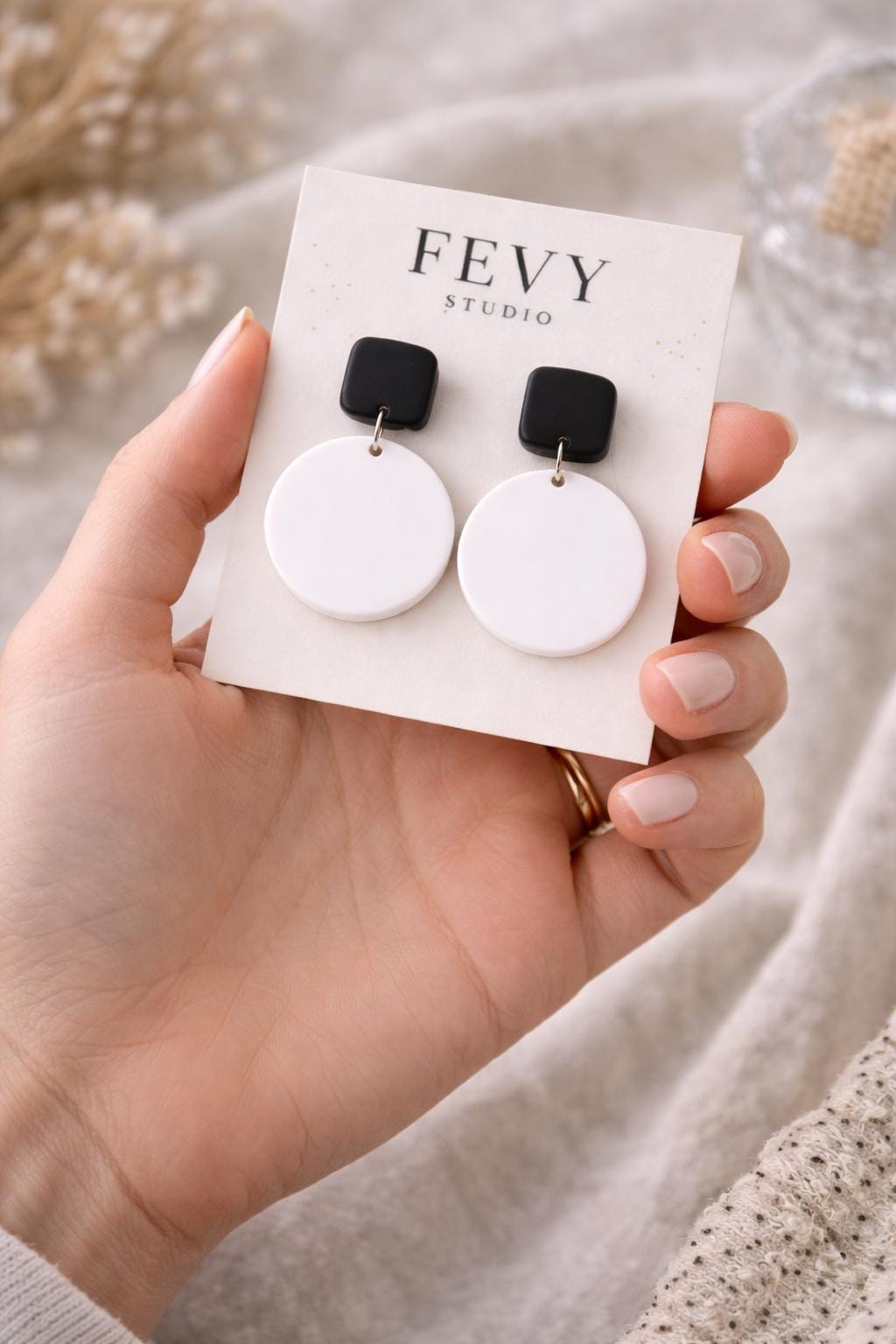 Black White Statement Earrings, Modern Dangle Earrings, Geometric Earrings, Boho Chic Earrings, Lightweight Polymer Clay Earrings, Minimalis