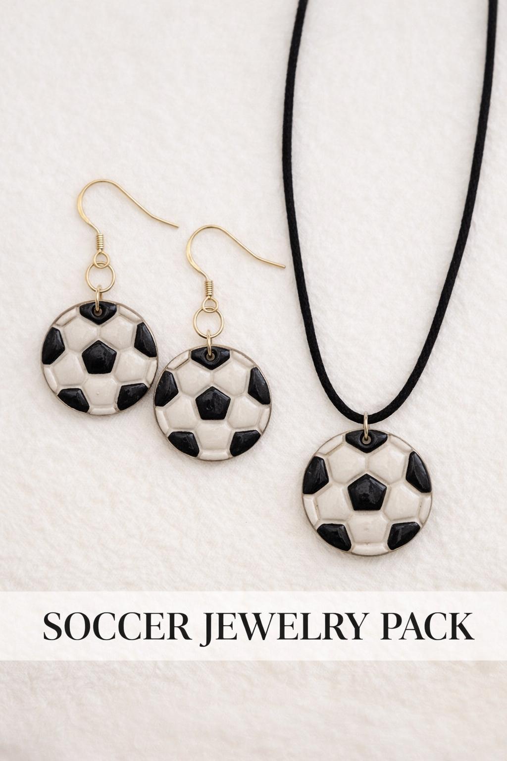 Soccer Jewelry Set Earrings Necklace, Soccer Ball Earrings, Matching Soccer Necklace, Soccer Mom Gift, Game Day Jewelry, Soccer Fan Gift