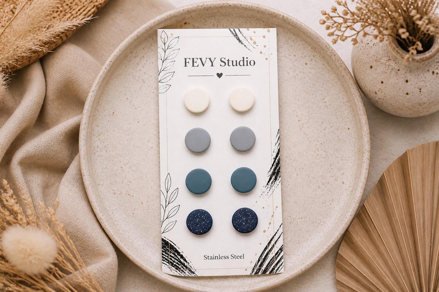 Cute Everyday Earrings Set, Small Colorful Studs, Handmade Minimal Jewelry for Women