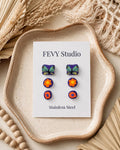 Handmade Butterfly Stud Earrings | Colorful Polymer Clay | Stainless Steel | Boho Jewelry Gift for Women and Girls
