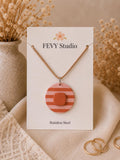 Boho Clay Necklace for Women | Terracotta & Dusty Pink Pendant Necklace | Handmade Polymer Clay Jewelry | Modern Minimalist Necklace