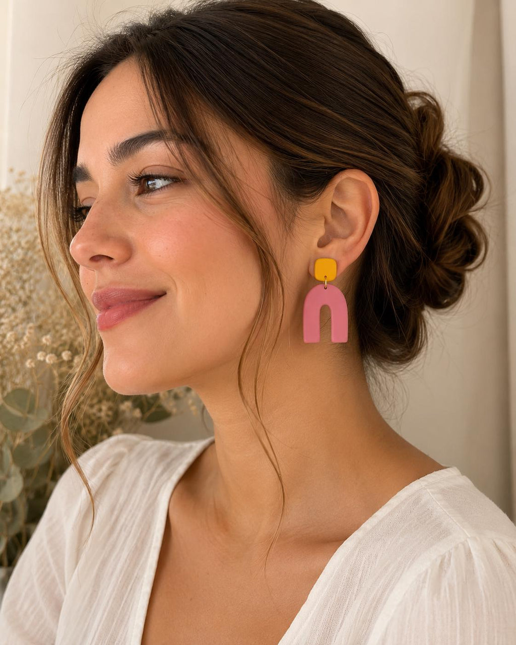 Handmade Polymer Clay Statement Earrings Stainless Steel Unique Organic Designs