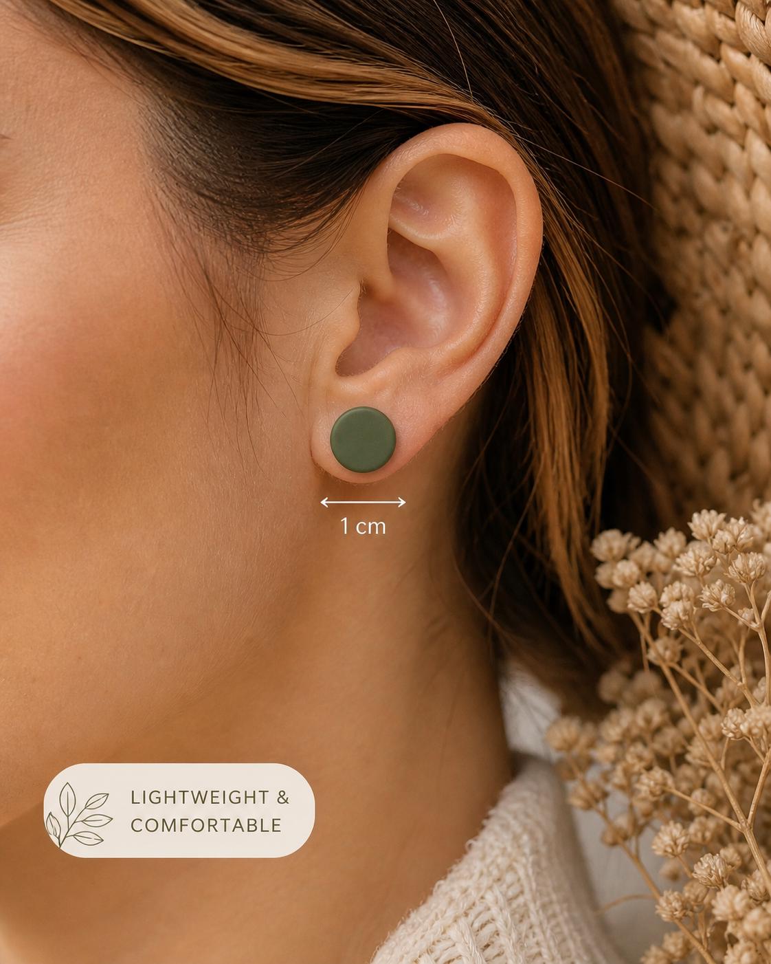 Polymer Clay Stud Earrings Set, Minimalist Matte Jewelry, Stainless Steel Posts