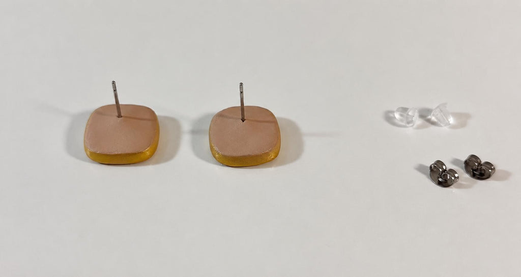 Metallic Stud Earrings Set • Minimalist Polymer Clay, Stainless Steel Posts