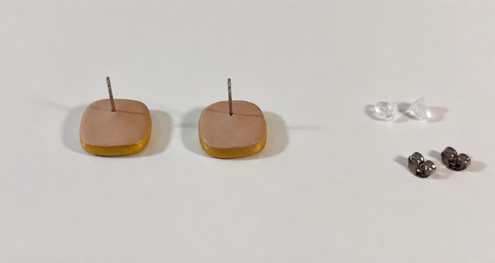 Metallic Stud Earrings Set • Minimalist Polymer Clay, Stainless Steel Posts