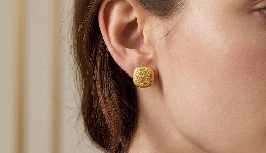Handmade Metallic Stud Earrings Set • Gold Silver Bronze Polymer Clay Minimalist Jewelry