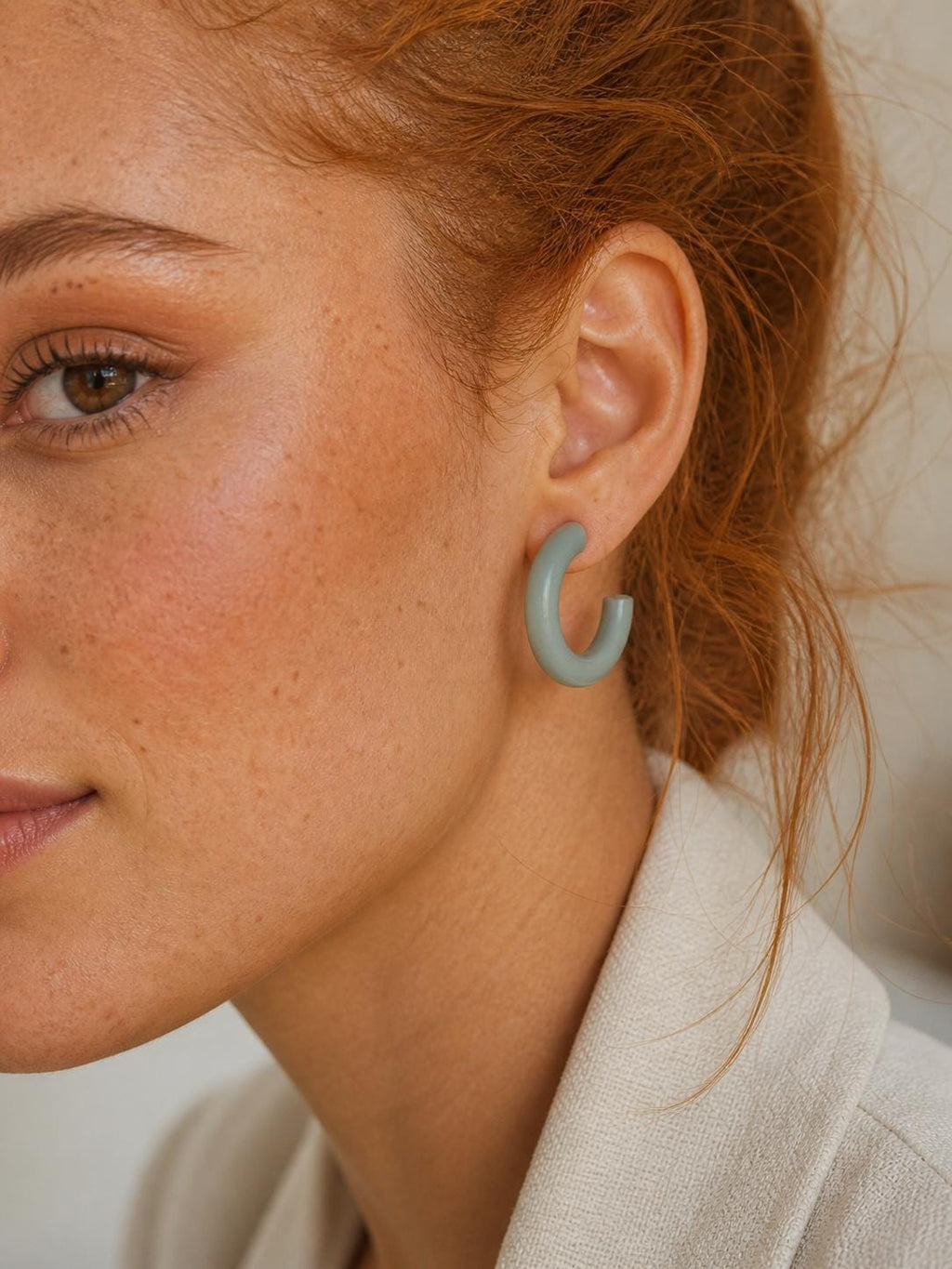 Chunky Polymer Clay Hoop Earrings • Neutral Boho Earrings • Minimalist Handmade Jewelry • Aesthetic Hoops • Lightweight Earrings • Gift