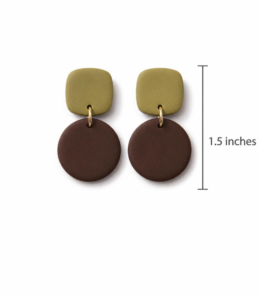 Handmade Polymer Clay Statement Earrings, Modern Color Block Design, Lightweight Comfort