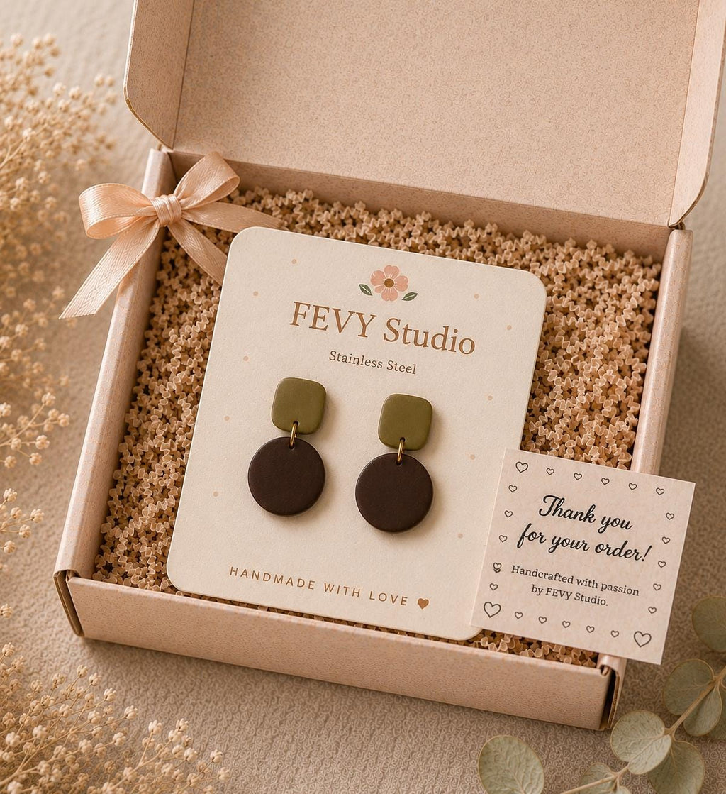 Handmade Polymer Clay Statement Earrings, Modern Color Block Design, Lightweight Comfort