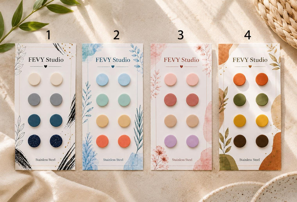 Cute Everyday Earrings Set, Small Colorful Studs, Handmade Minimal Jewelry for Women