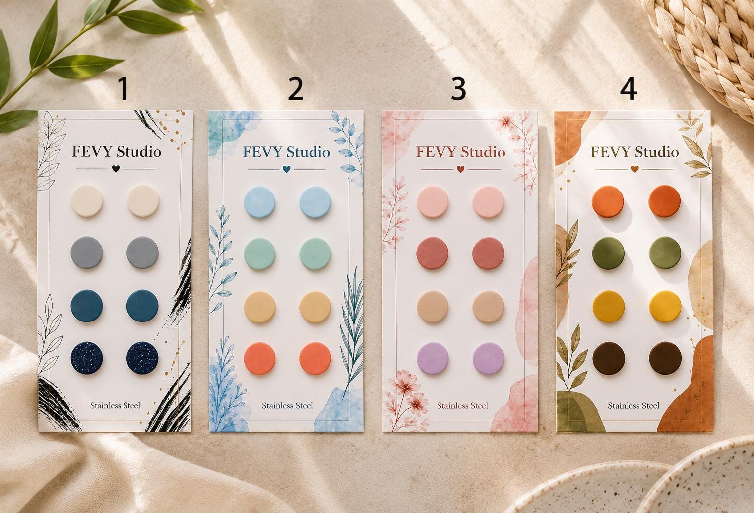 Cute Everyday Earrings Set, Small Colorful Studs, Handmade Minimal Jewelry for Women