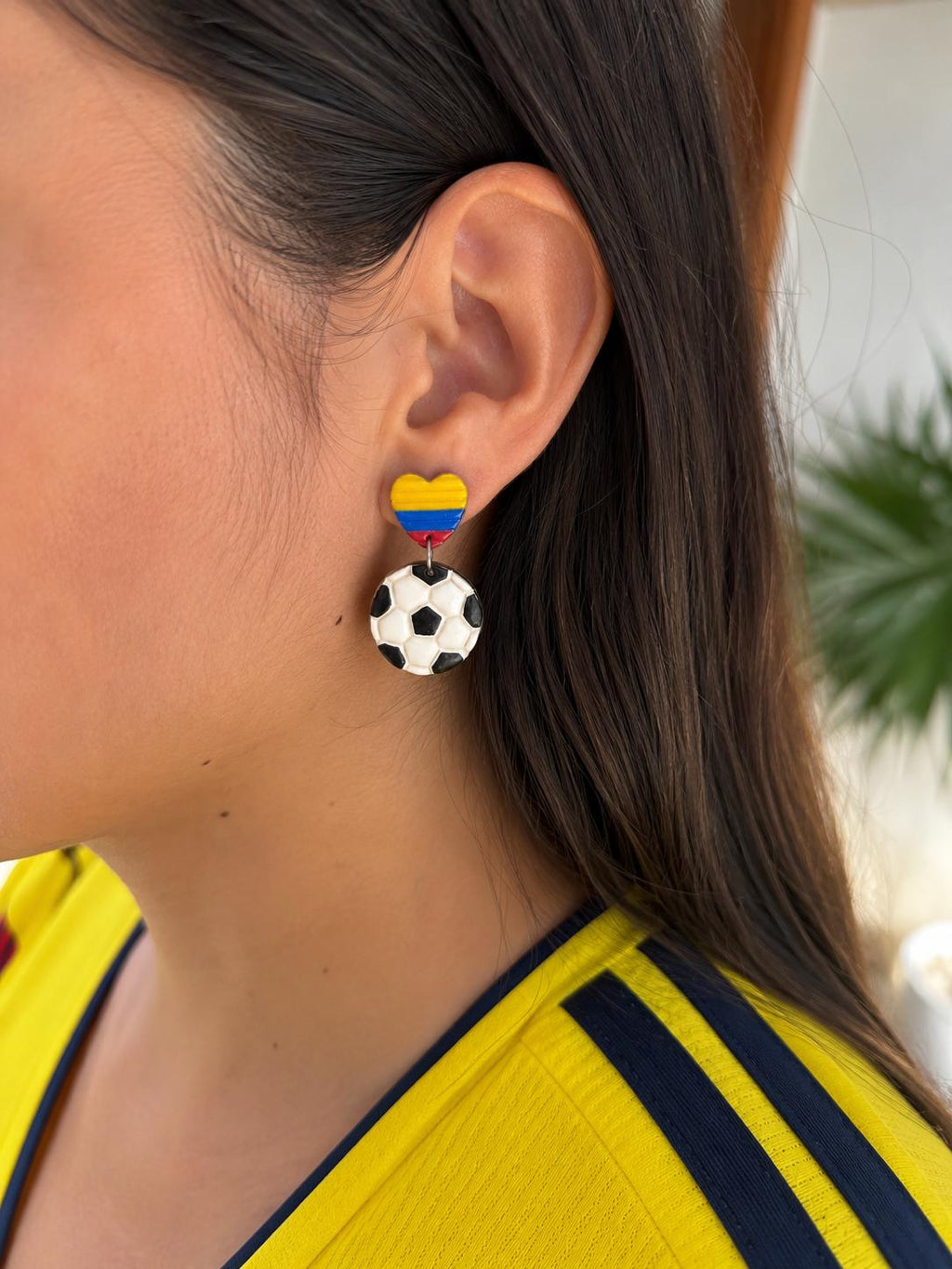 Colombia Game Day Earrings Set • 3 Pairs Included • Soccer Earrings Bundle • Colombian Flag Heart Earrings • Polymer Clay Earrings