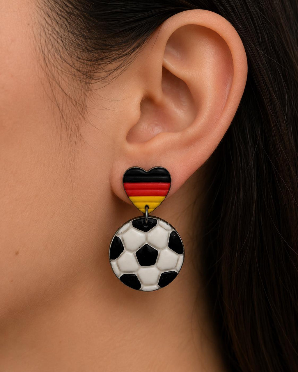 German Soccer Earrings, Germany Flag Earrings, Fußball Earrings, Soccer Ball Earrings, Polymer Clay Earrings, Game Day Jewelry, Soccer Fans