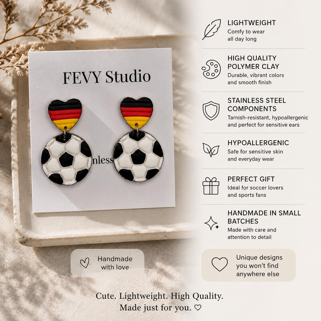Germany Soccer Earrings Set – 3 Pack Game Day Jewelry Bundle for Football Fans