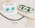 Handmade Polymer Clay Flower Jewelry Set, Personalized Necklace Earrings Bracelet