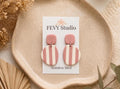 Pink Ivory Stripe Polymer Clay Earrings | Lightweight Statement Minimalist Jewelry