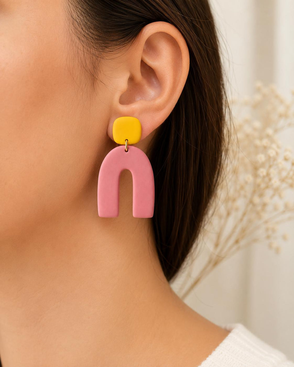 Handmade Polymer Clay Statement Earrings Stainless Steel Unique Organic Designs
