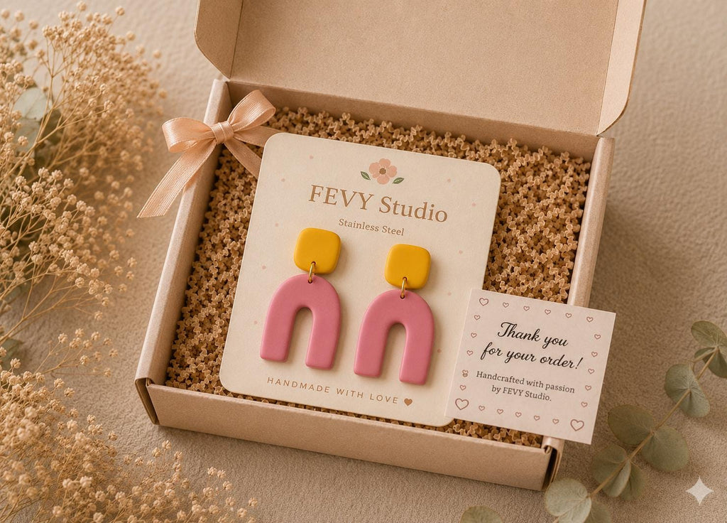 Handmade Polymer Clay Statement Earrings Stainless Steel Unique Organic Designs