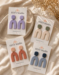 Handmade Polymer Clay Arch Earrings | Geometric Boho Dangle Statement Jewelry