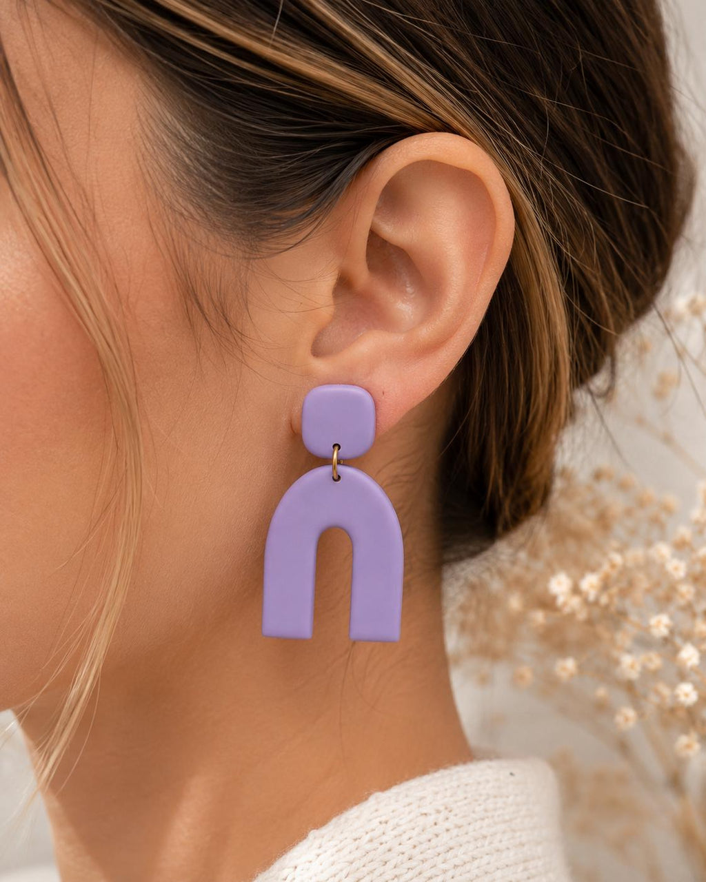 Handmade Polymer Clay Arch Earrings | Geometric Boho Dangle Statement Jewelry
