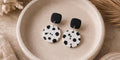 Dalmatian Print Polymer Clay Dangle Earrings, Lightweight Handmade Statement Jewelry
