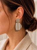 Modern Neutral Statement Earrings | Beige & Ivory Polymer Clay Earrings | Lightweight Stainless Steel Dangles