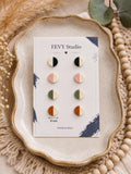 Minimalist Color Block Stud Earrings Set | Polymer Clay, Stainless Steel Posts (8mm)