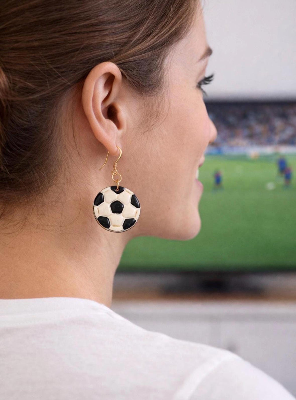Soccer Jewelry Set Earrings Necklace, Soccer Ball Earrings, Matching Soccer Necklace, Soccer Mom Gift, Game Day Jewelry, Soccer Fan Gift