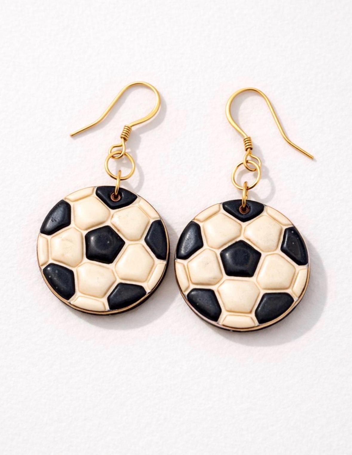Soccer Jewelry Set Earrings Necklace, Soccer Ball Earrings, Matching Soccer Necklace, Soccer Mom Gift, Game Day Jewelry, Soccer Fan Gift