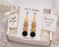Beige Black Polymer Clay Earrings, Lightweight Geometric Dangles, Modern Statement Jewelry, Handmade Gift for Her